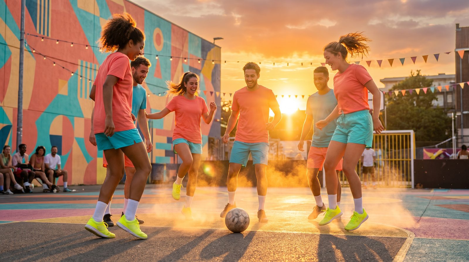 Streetsoccer bei Sonnenuntergang